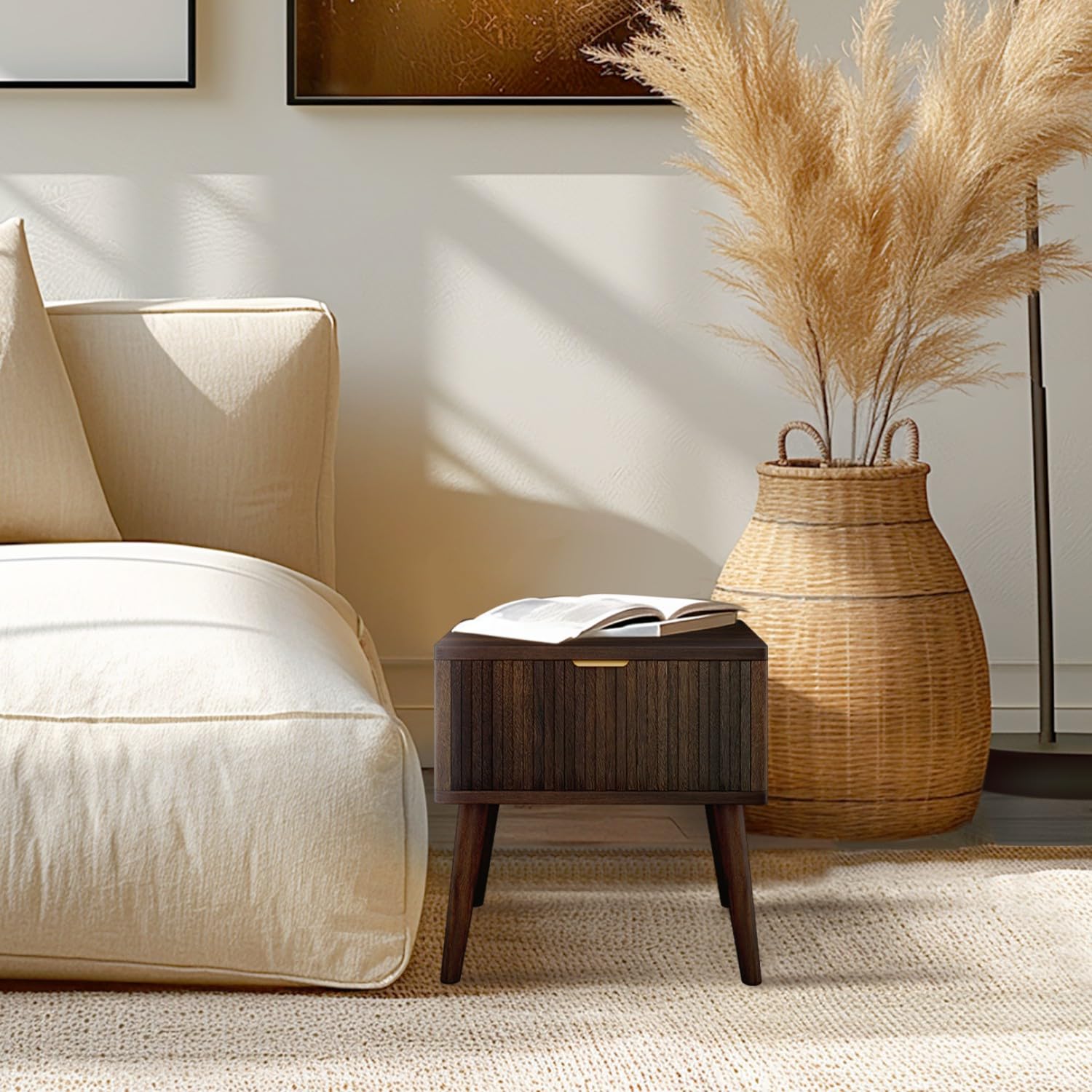 Mid Century Modern Nightstand, End Table with Drawer, Bedside Table with Storage, Side