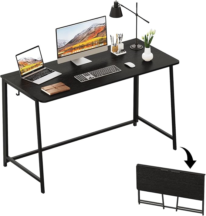 Folding Desk, Small Foldable Desk 31.5" for Small Spaces, Space Saving Computer Table Writing