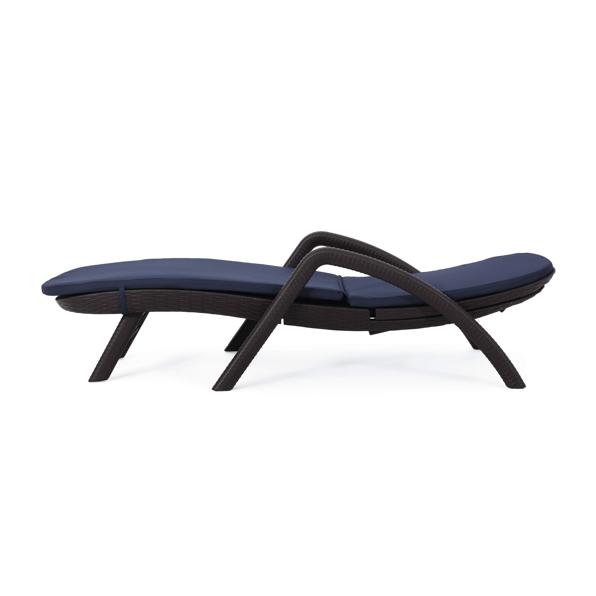 Home Chaise Lounge Set, Dark Brown + Navy Blue