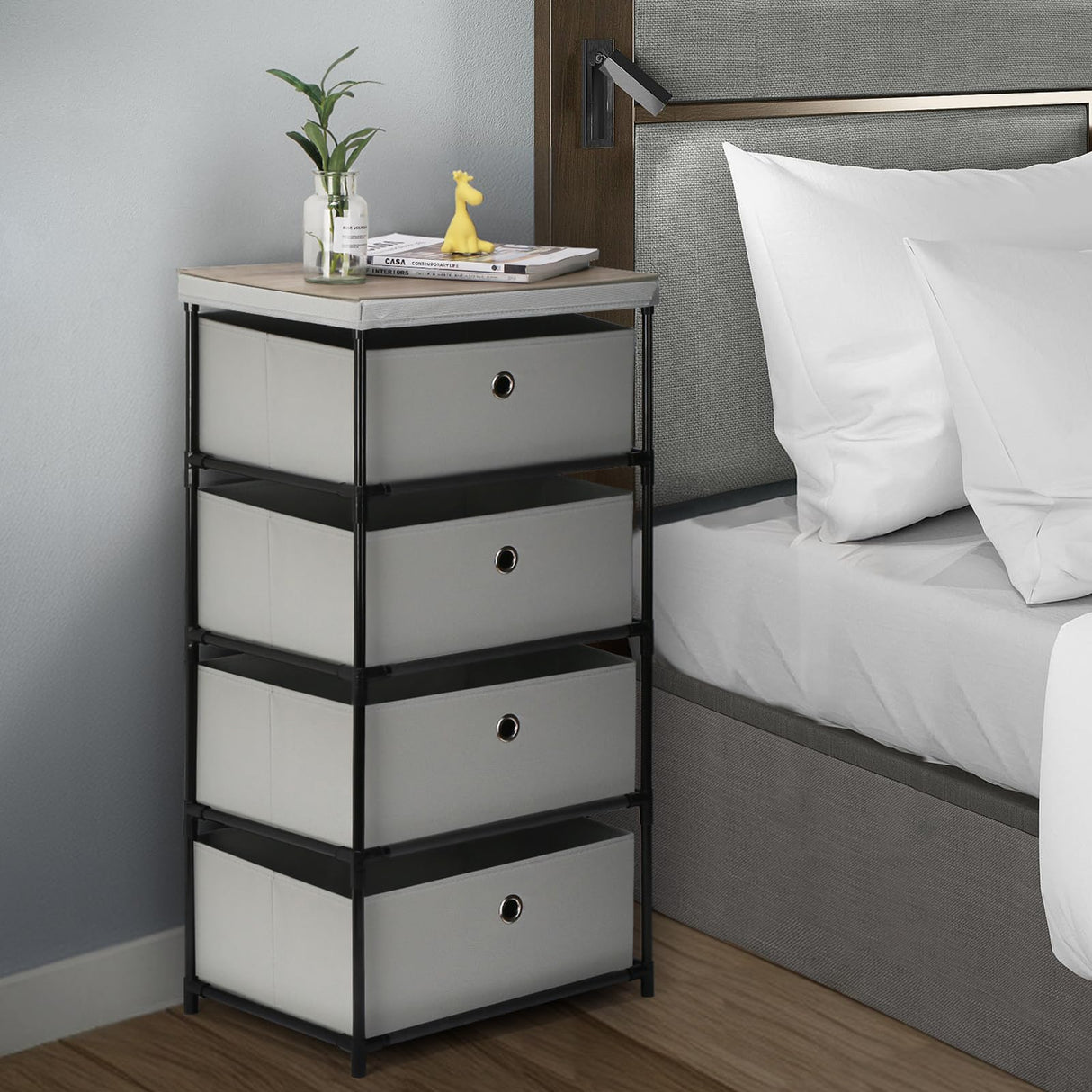 Fabric Storage Dresser with Drawers, 4 Drawers Clothes Organizer and Storage Tower for