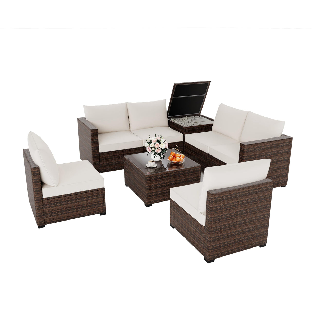 8 Pieces Outdoor Patio Furniture Sets, Rattan Outdoor Seating Couch