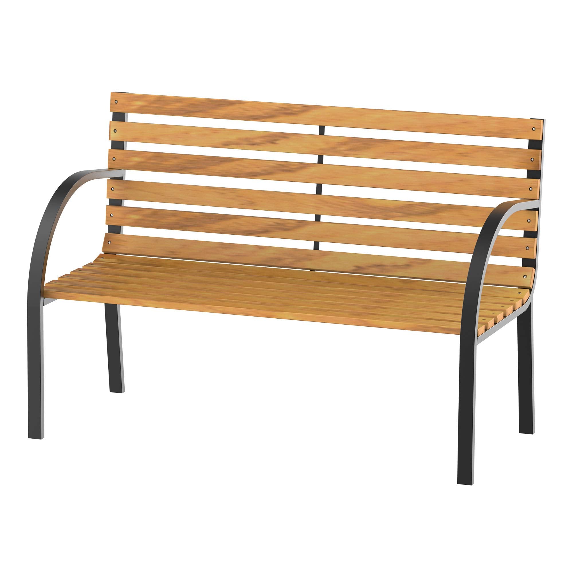 2 Seater Wooden Garden Bench 122 x 60 x 83 cm with Backrest and Armrest