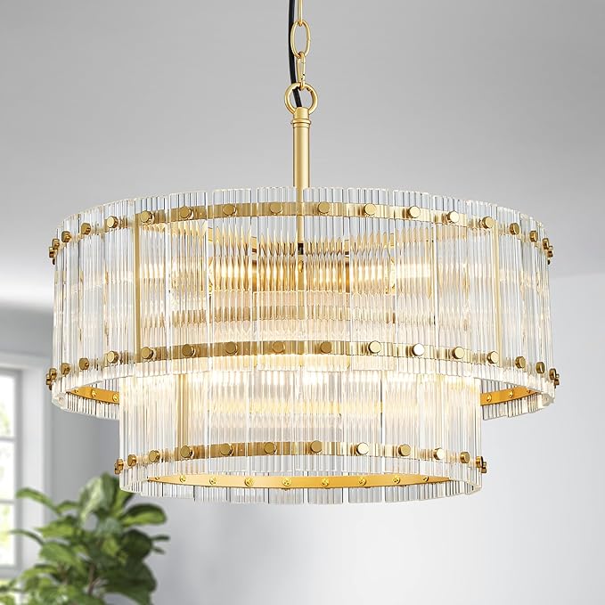 Crystal Chandelier, Modern Design for Dining Room, Gold Pendant Lighting Fixure