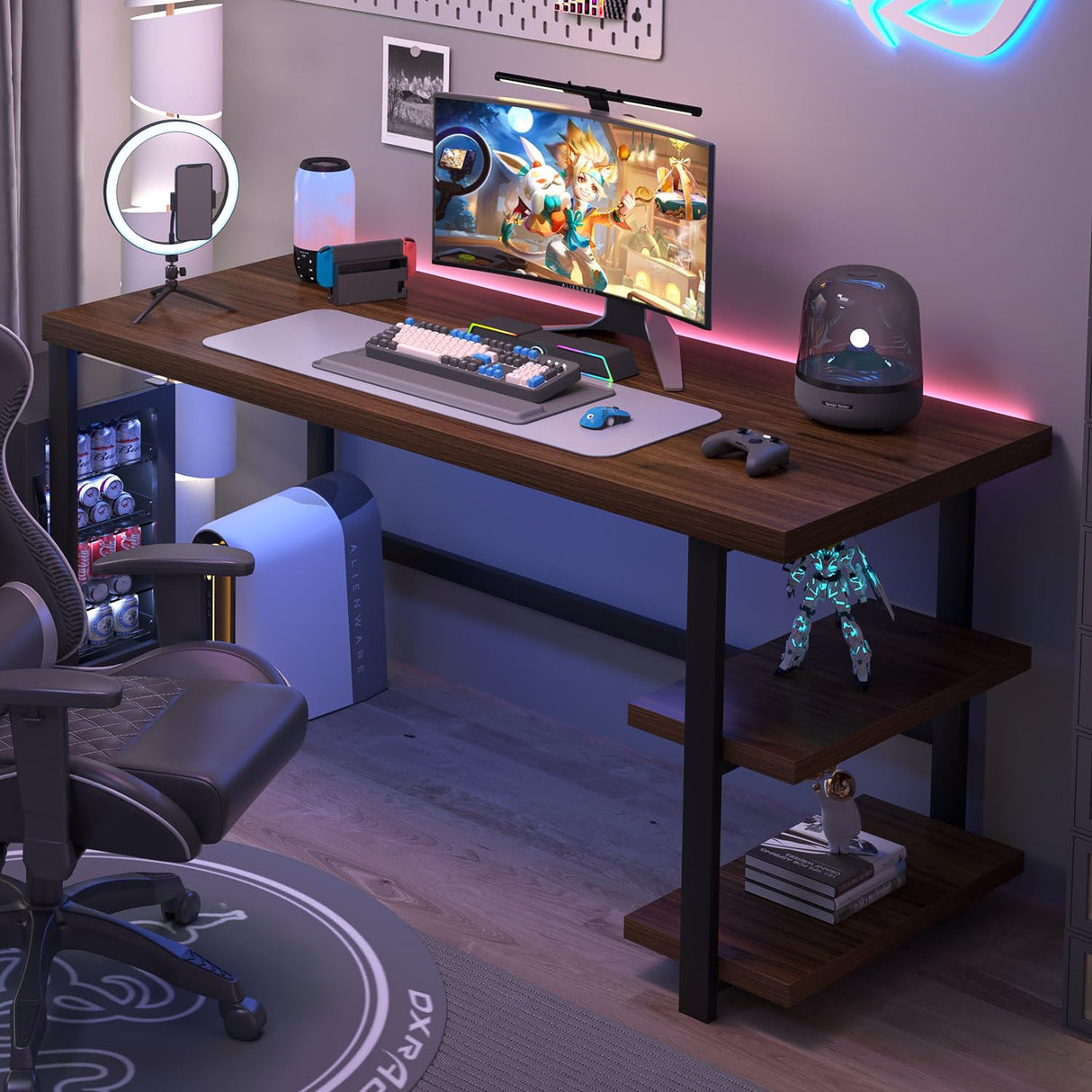 Modern Computer Desk, Wood Home Office Desk, Study Writing Gaming Table Workstation