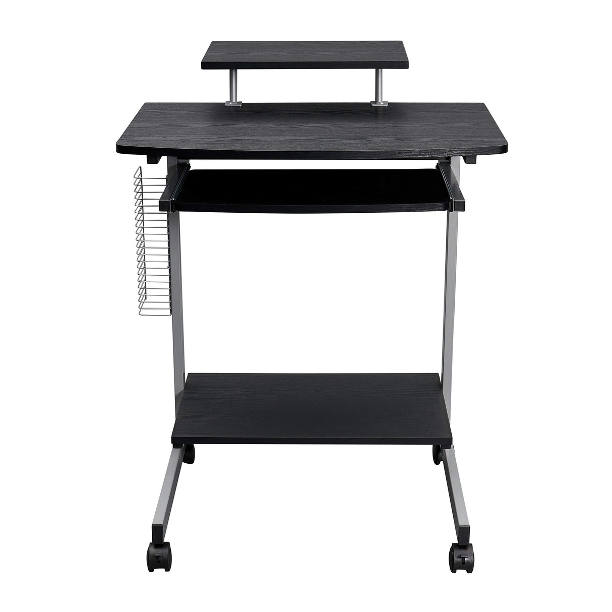 Computer Desk/Cart with Storage Shelves, Rolling Working Station for Small Spaces