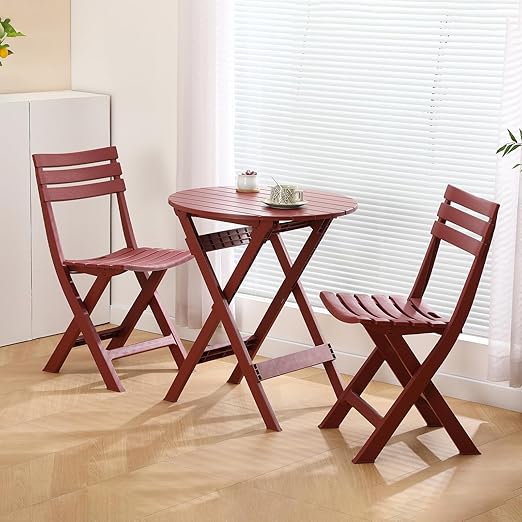 Folding Bistro Set Foldable Outdoor Cafe Table and Chairs