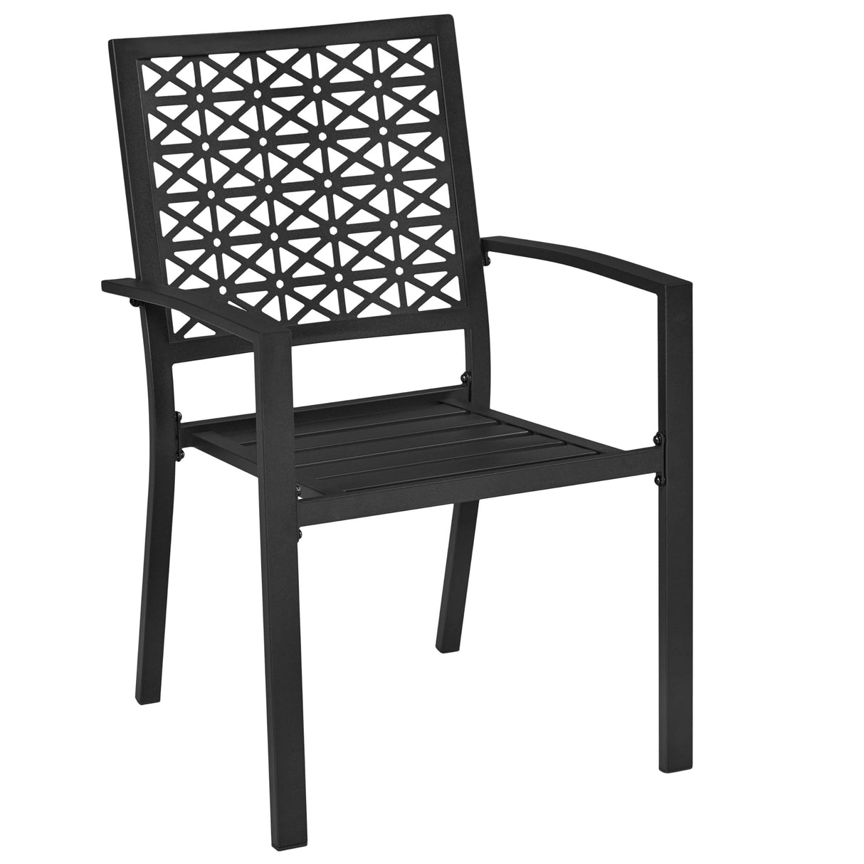 Outdoor Patio Dining Chairs Set of 6 with Armrests and Metal Frame