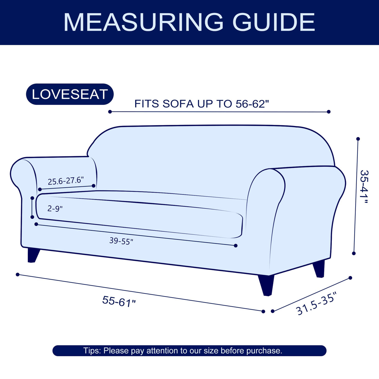 Stretch Loveseat Slipcover 1 Piece Sofa Covers for 2 Cushion Couch Washable 2 Seater
