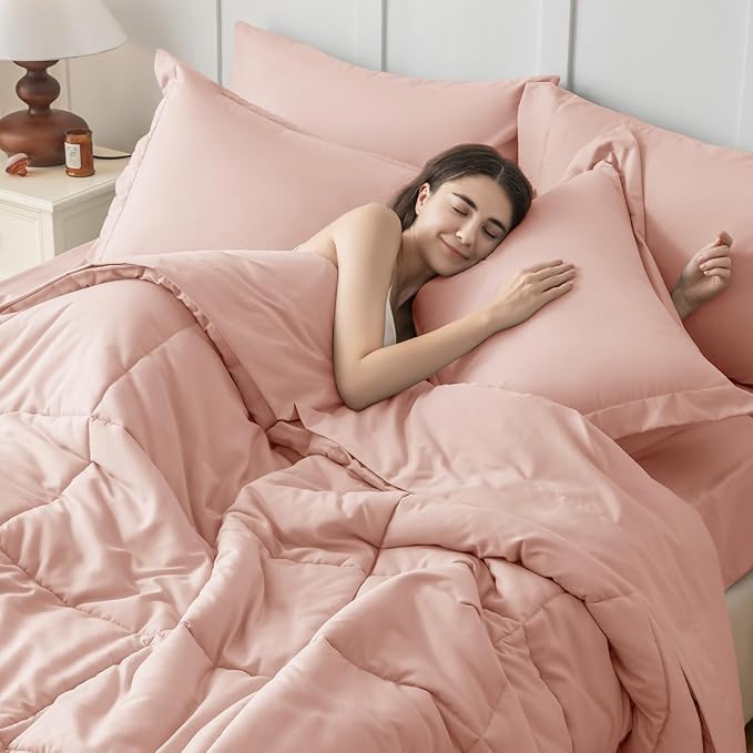 Queen Comforter Set, 7-Piece Bed in a Bag Queen, Ultra-Soft Comforters Queen Size