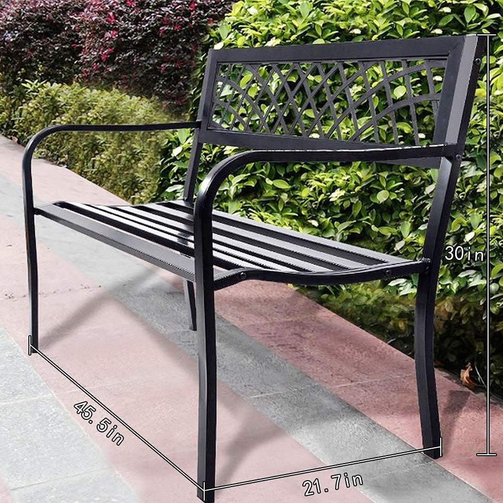 Garden Bench,Outdoor Benches,Iron Steel Frame Patio Bench