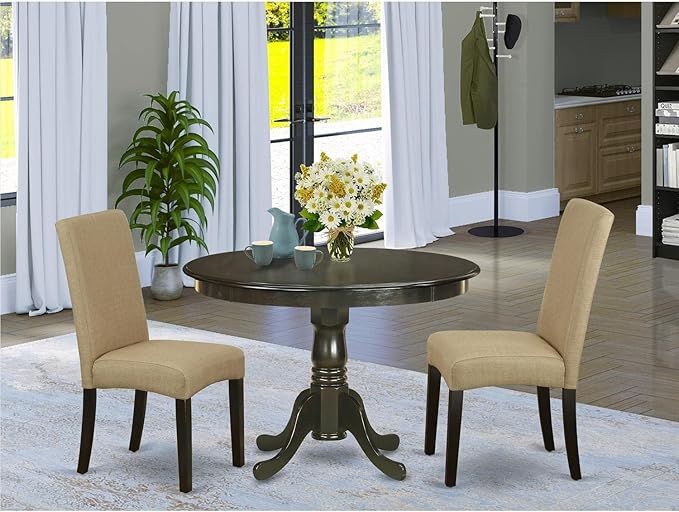 HLDR5-LWH-07 5 Piece Dinette Set for 4 Includes a Round Dining Room Table with Pedestal