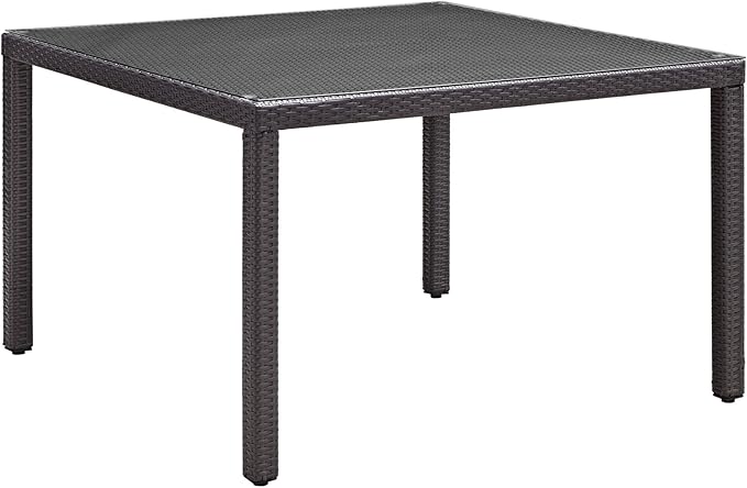 114" Espresso Wicker Rattan Rectangular Outdoor Patio Dining Table