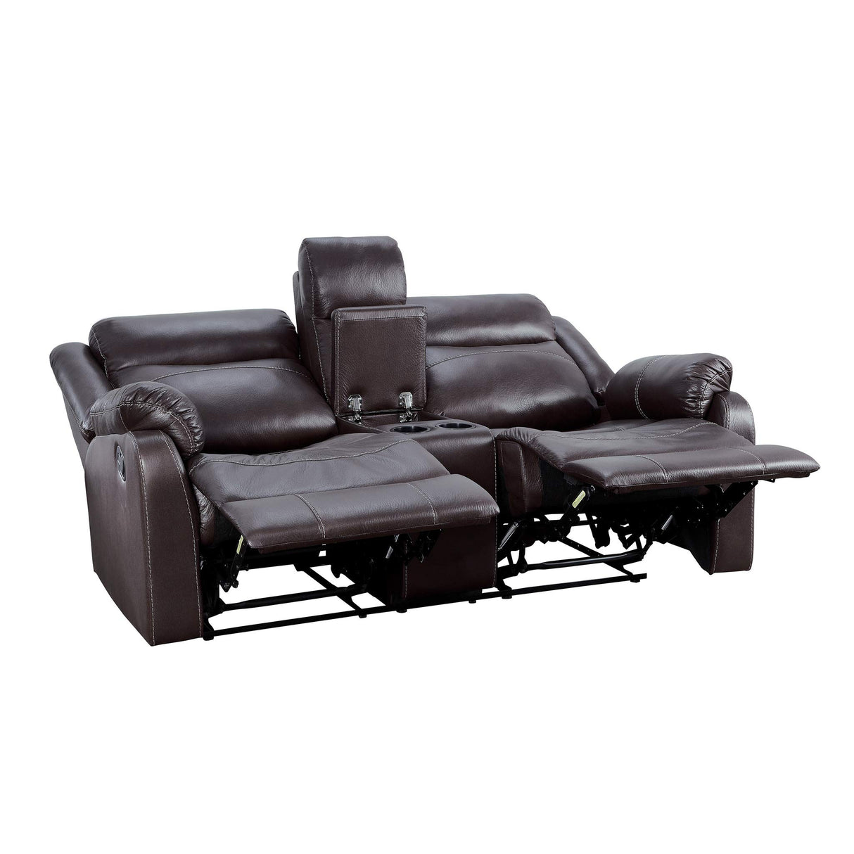 70" Microfiber Double Reclining Loveseat W, Dark Brown