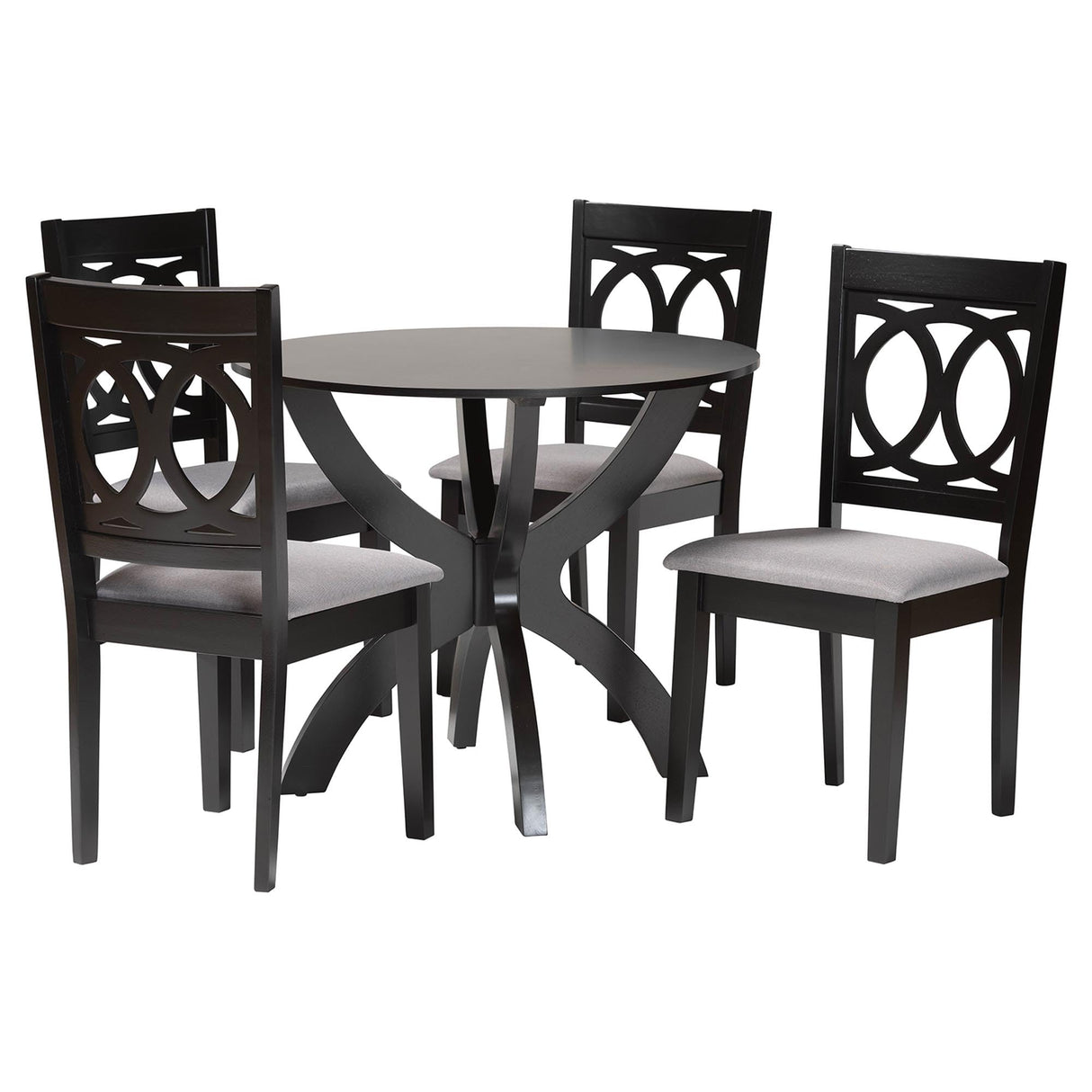 Dining Set, 5-Piece, Grey/Espresso Brown