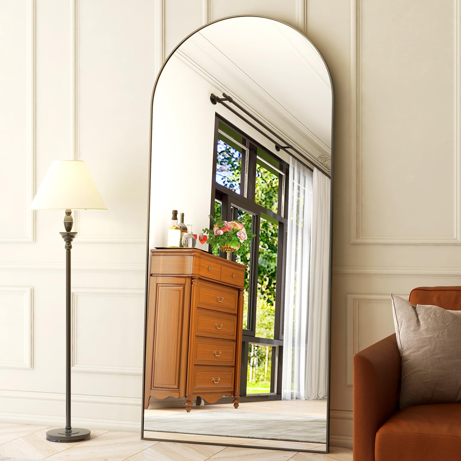 76"x34" Arched Full Length Mirror Free Standing Leaning Mirror Hanging Mounted