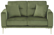 Macleary Modern Velvet Glam Loveseat with Brass Metal Legs
