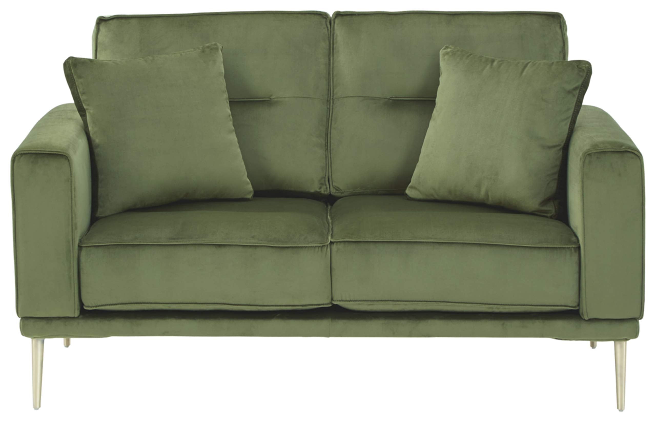 Macleary Modern Velvet Glam Loveseat with Brass Metal Legs