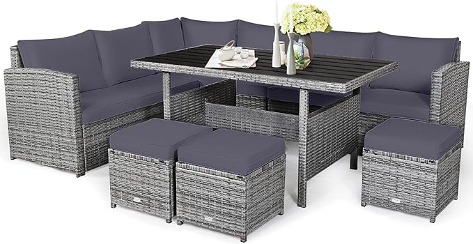 7 PCS Wicker Outdoor Conversation Set, Patio Sectional Furniture Sofa Set