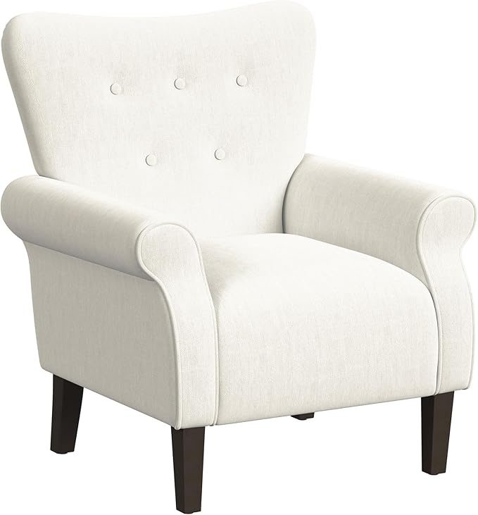 Home Decor Upholstered Rolled Arm Wingback Living Room & Bedroom Accent Chair