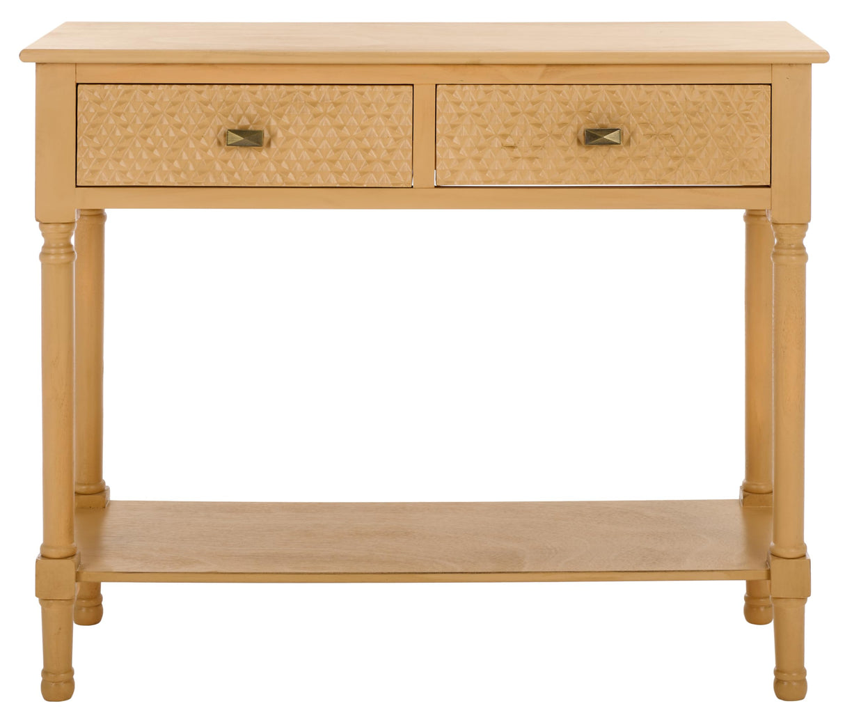 Collection Halton Camel Brown 2-Drawer Console Table for Living Room Foyer Bedroom