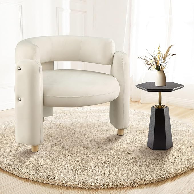Accent Barrel Chair, Comfy Round Upholstered Armchair