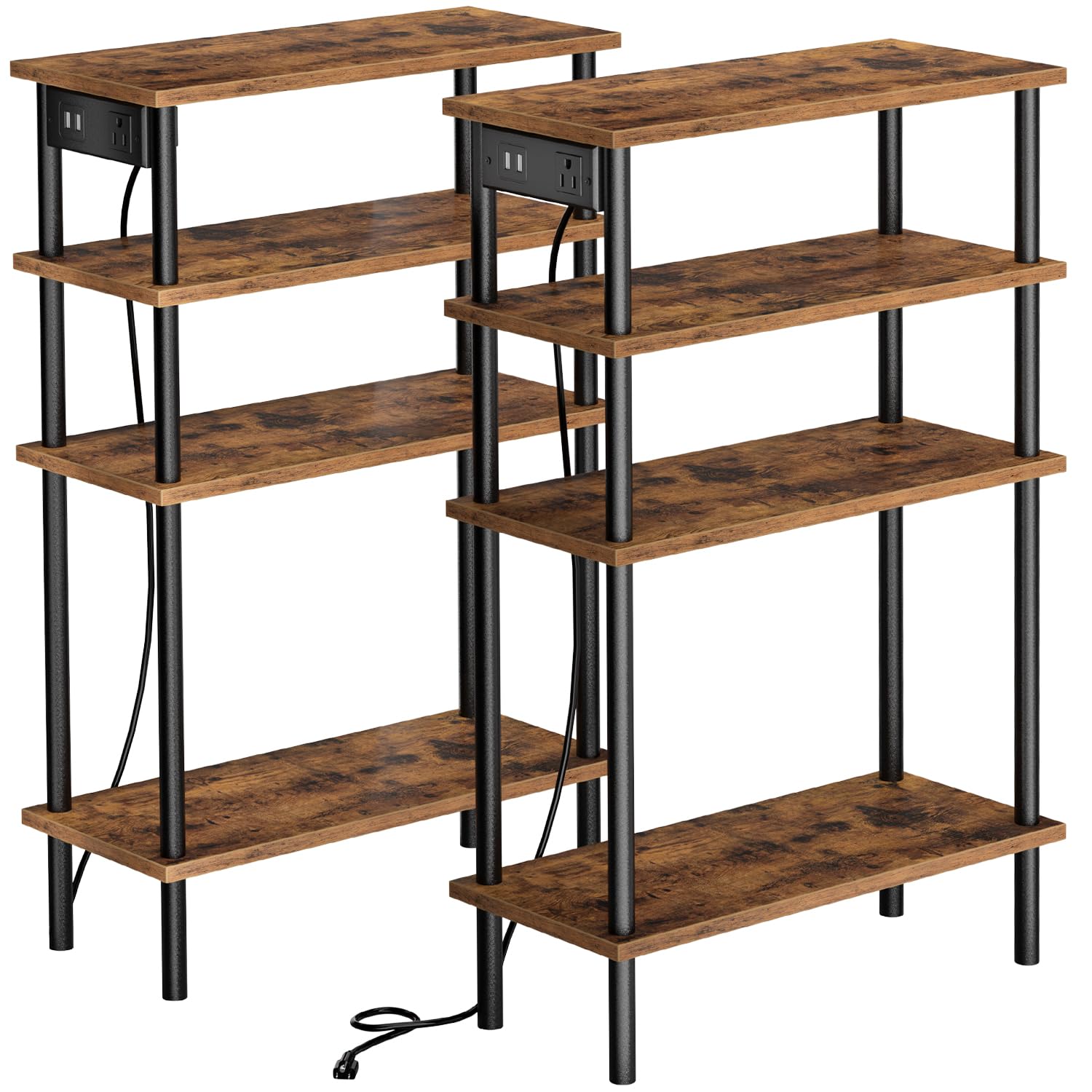 Narrow Side Table with Charging Station