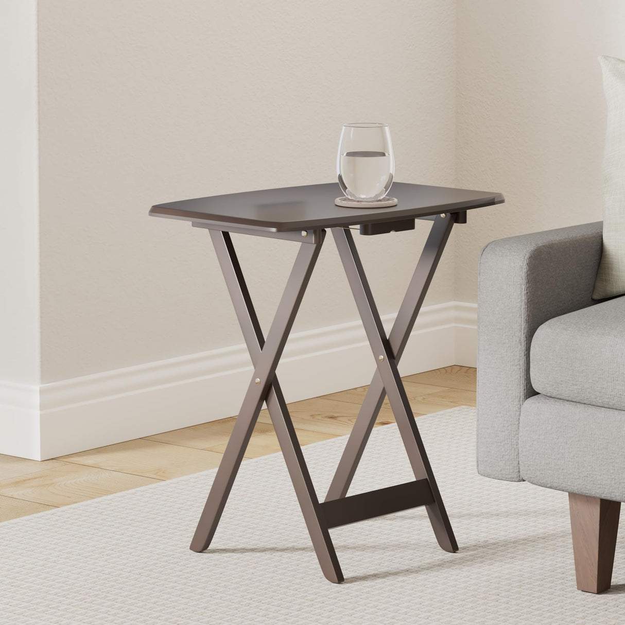 Dylan 5-Piece Oversized Solid Wood Snack Table Set with Storage Stand