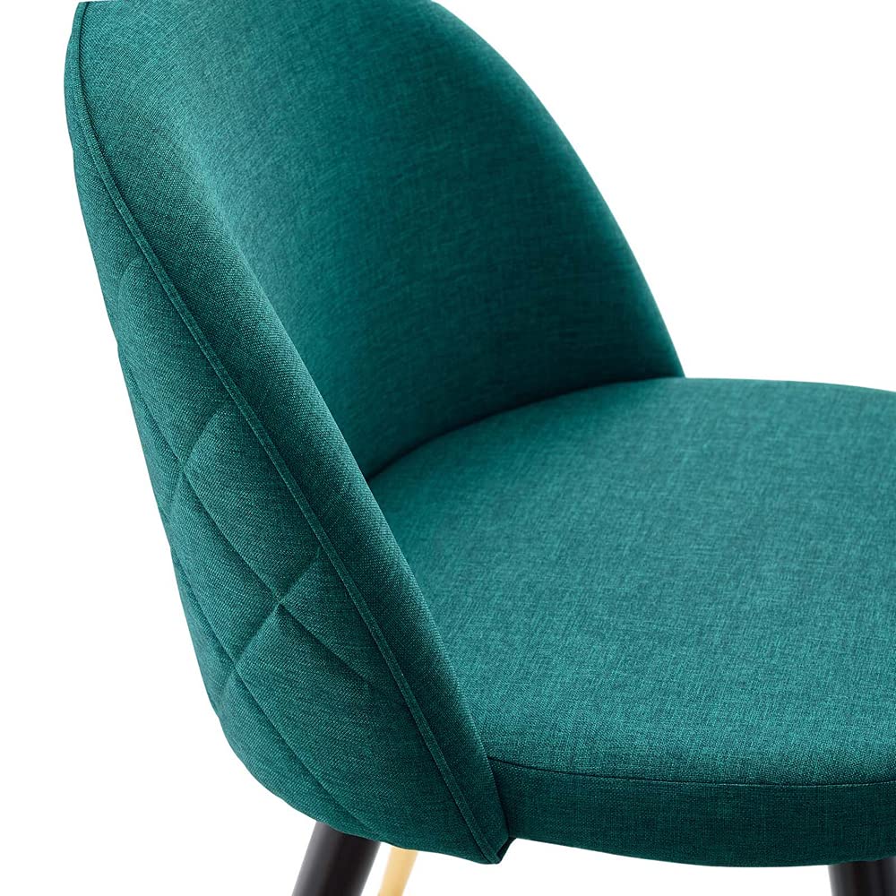 Teal Fabric Upholstered Dining Accent Chairs - Set of 2