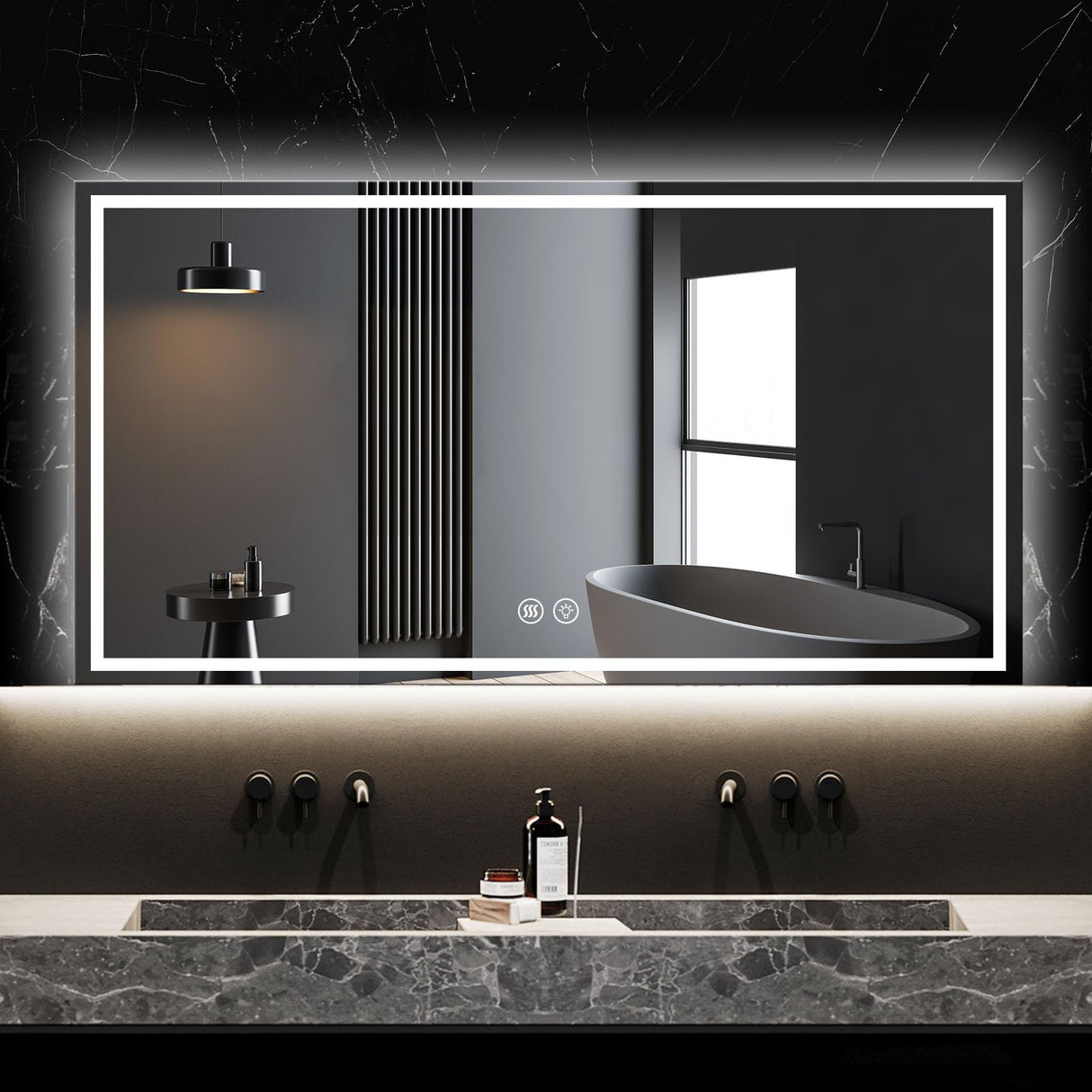 24x32 LED Bathroom Mirror with Anti-Fog & Memory Touch