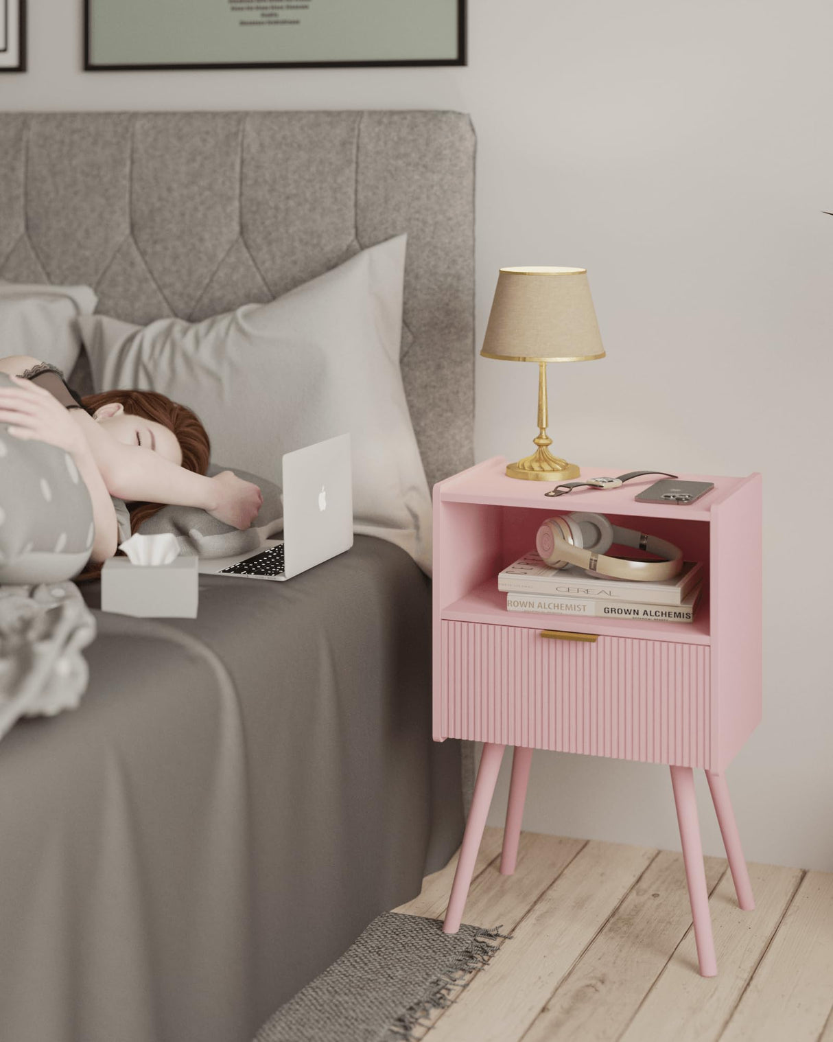 Bedside Table with Storage Drawer