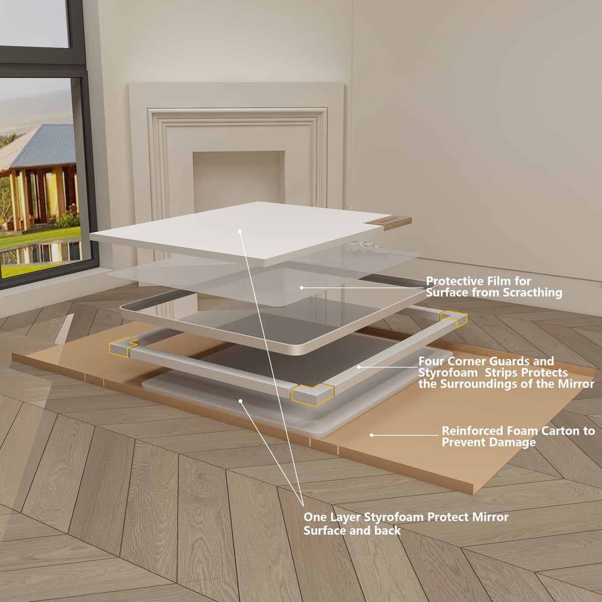 Silver Brushed Bathroom Mirror for Wall, Brushed Silver Metal Framed Bathroom