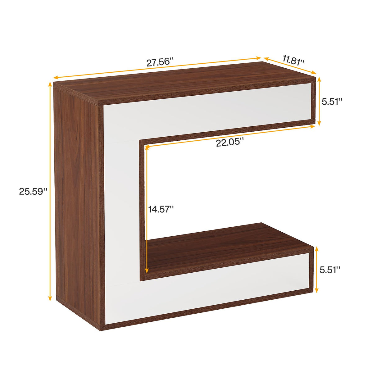 Mirrored End Table, Narrow Side Table with Storage Shelf for Living Room, Wood Bedside