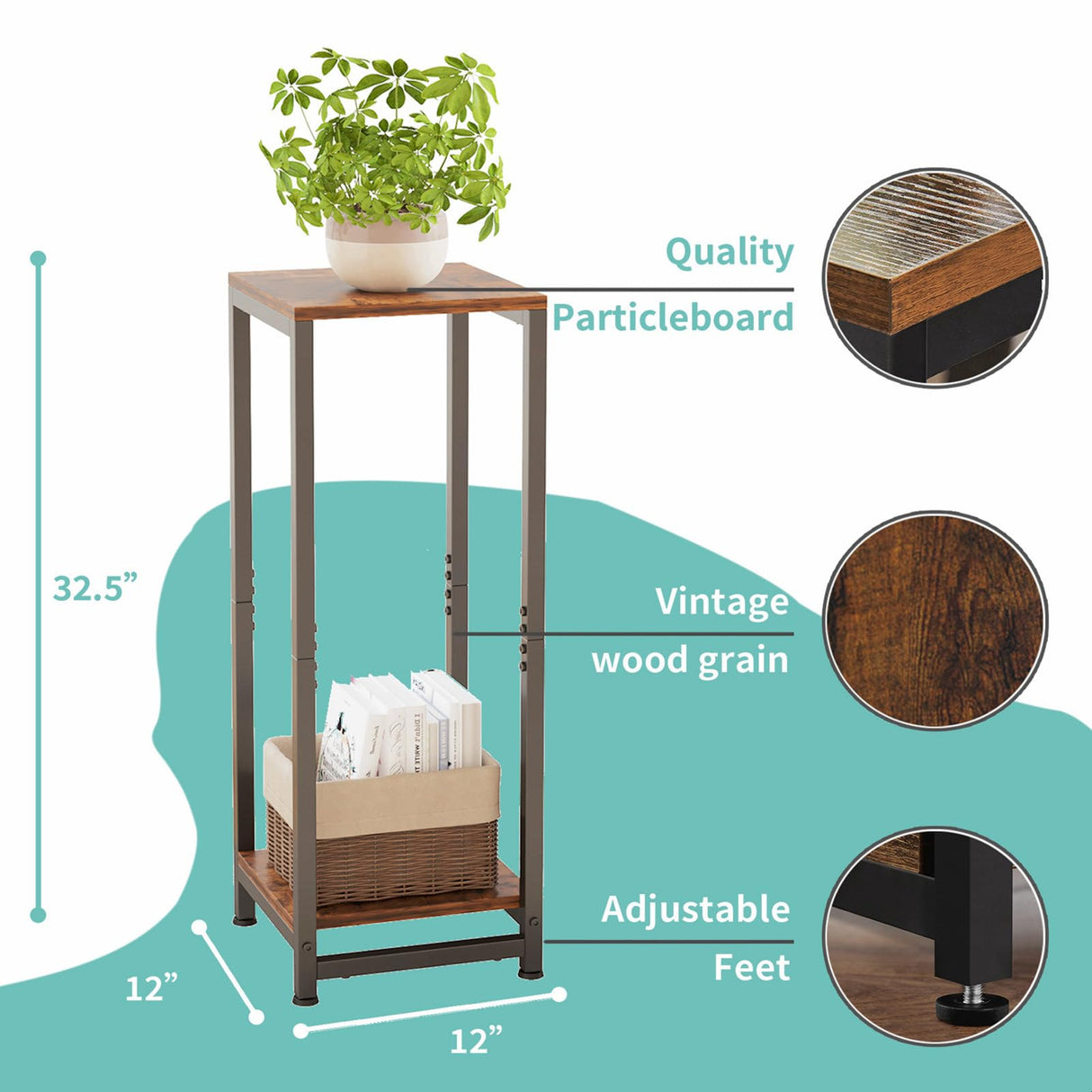 ZenLeaf 2-Tier Tall Plant Stand - Wood Plant Table