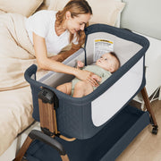 3 in 1 Baby Bassinet, Rocking Bassinets with Comfy Mattress and Wheels