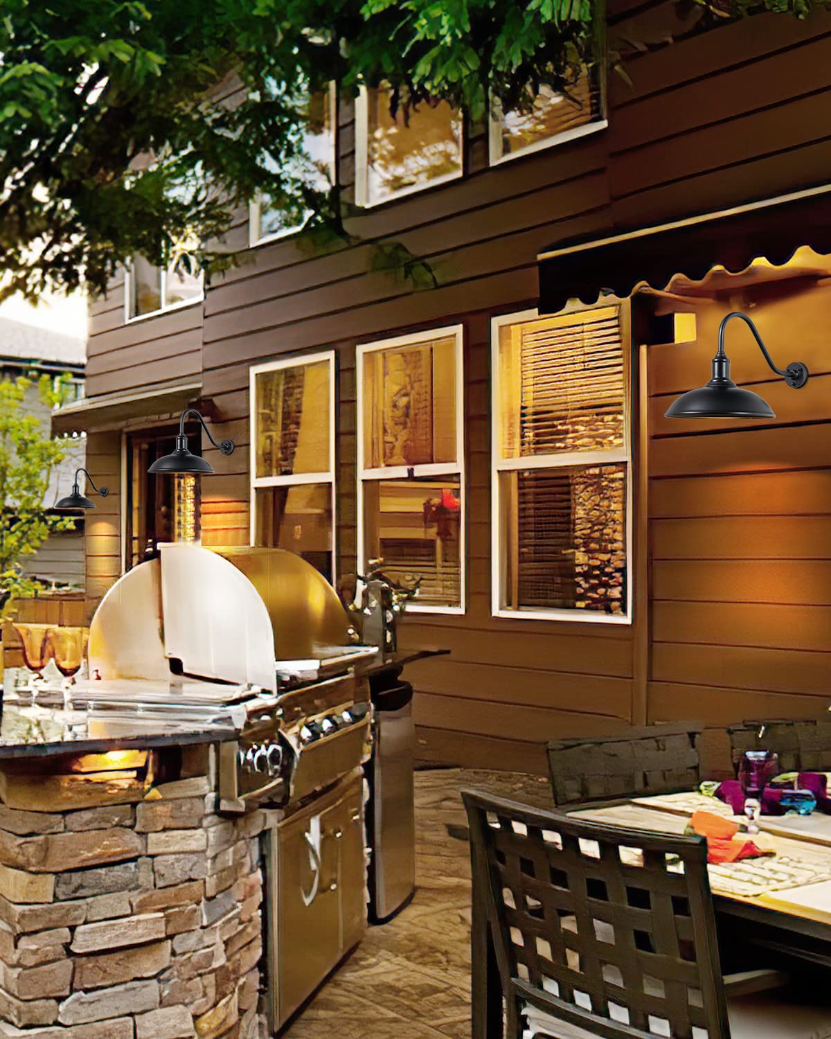 18" Large Barn Lights- Outdoor Gooseneck Wall Sconce Black Industrial Light Waterproof