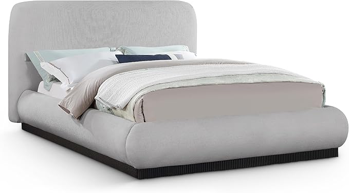 Black-K Rigby Collection Art Deco King Bed with Rich Black Boucle Fabric