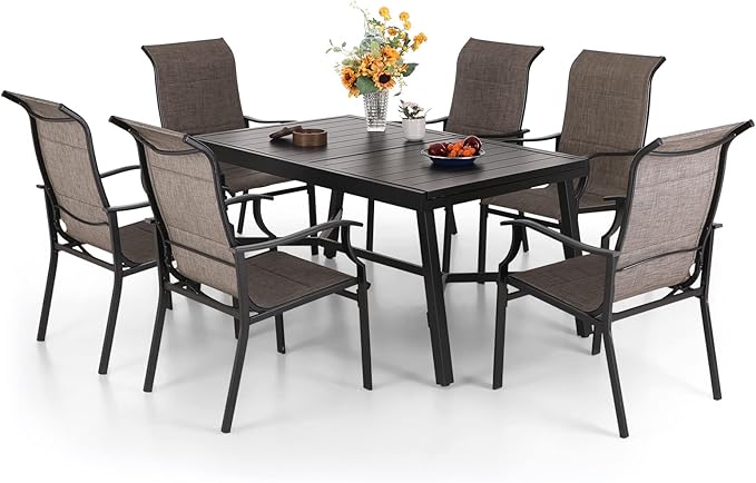 9 PCS Patio Dining Set, Outdoor Table and Chair Set with 8 Swivel Dining Chair