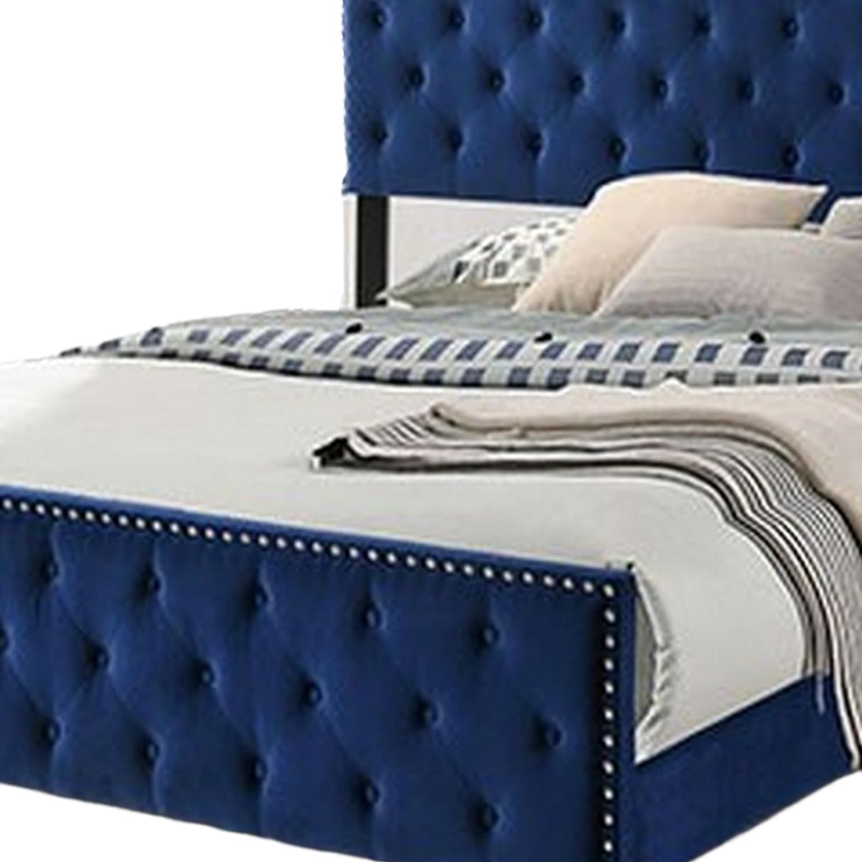 Agapi California King Bed, Button Tufted, Nailhead Trim