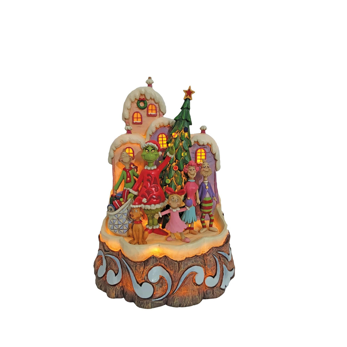Jim Shore Dr. Seuss The Grinch Carved by Heart Lit Figurine, 8.86 Inch, Multicolor, Green