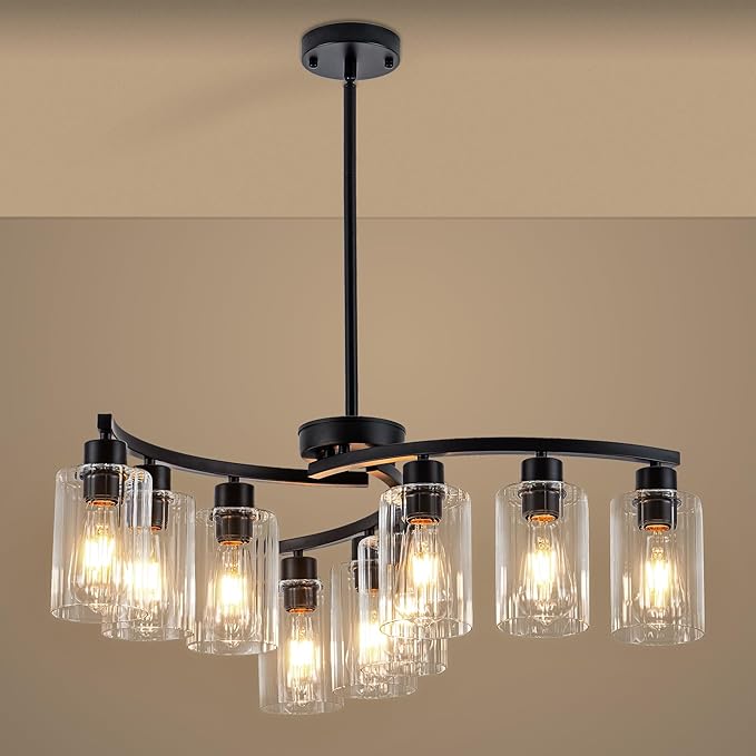 Black Chandelier, 3 Light Chandeliers for Dining Room Light Fixtures Over Table
