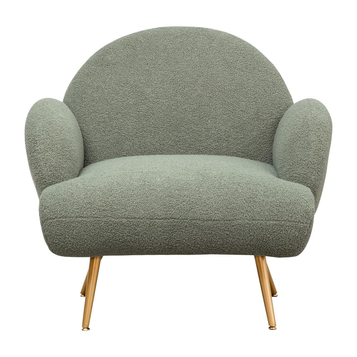 Accent Chair Green with Golden Metal Legs,Reading Chair for Bedroom Comfy