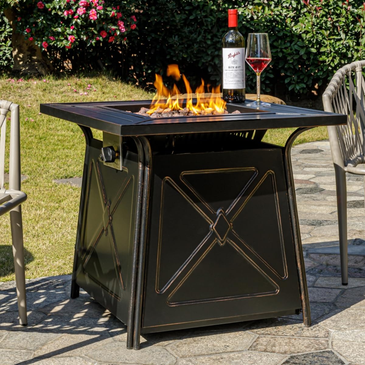 28" Propane Fire Pit Table,Gas Fire Pits Table for Outside,50000 BTU Propane Firepit