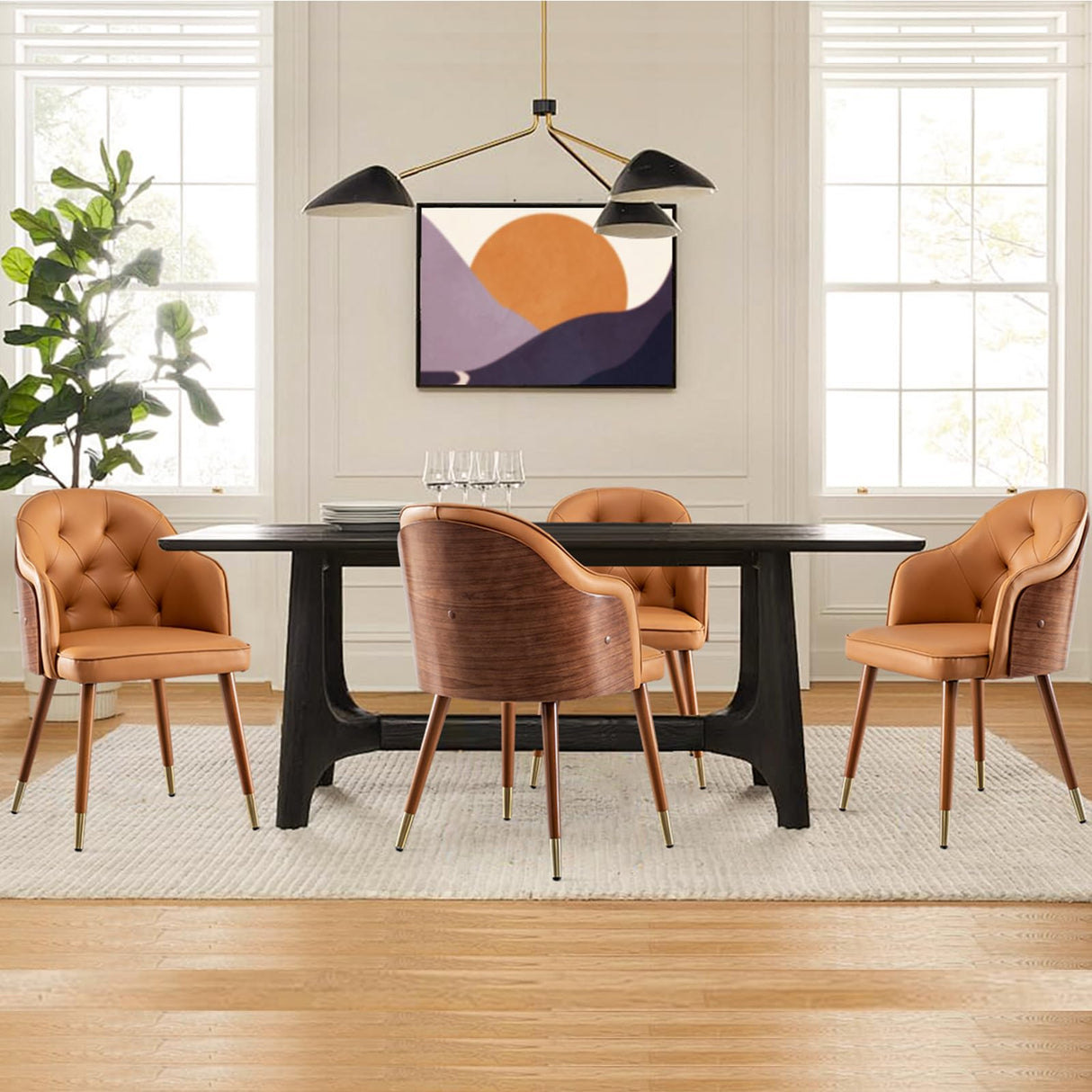 Mid Century Modern Dining Room Chairs Orange Faux Leather Upholstered Desk Chairs