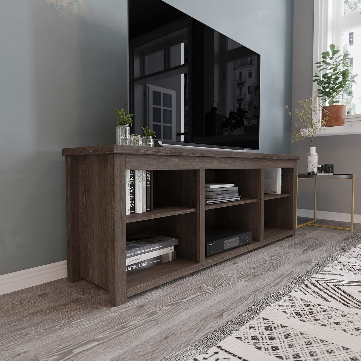 Kilead TV Stand for up to 80" TVs - Modern Espresso Finish