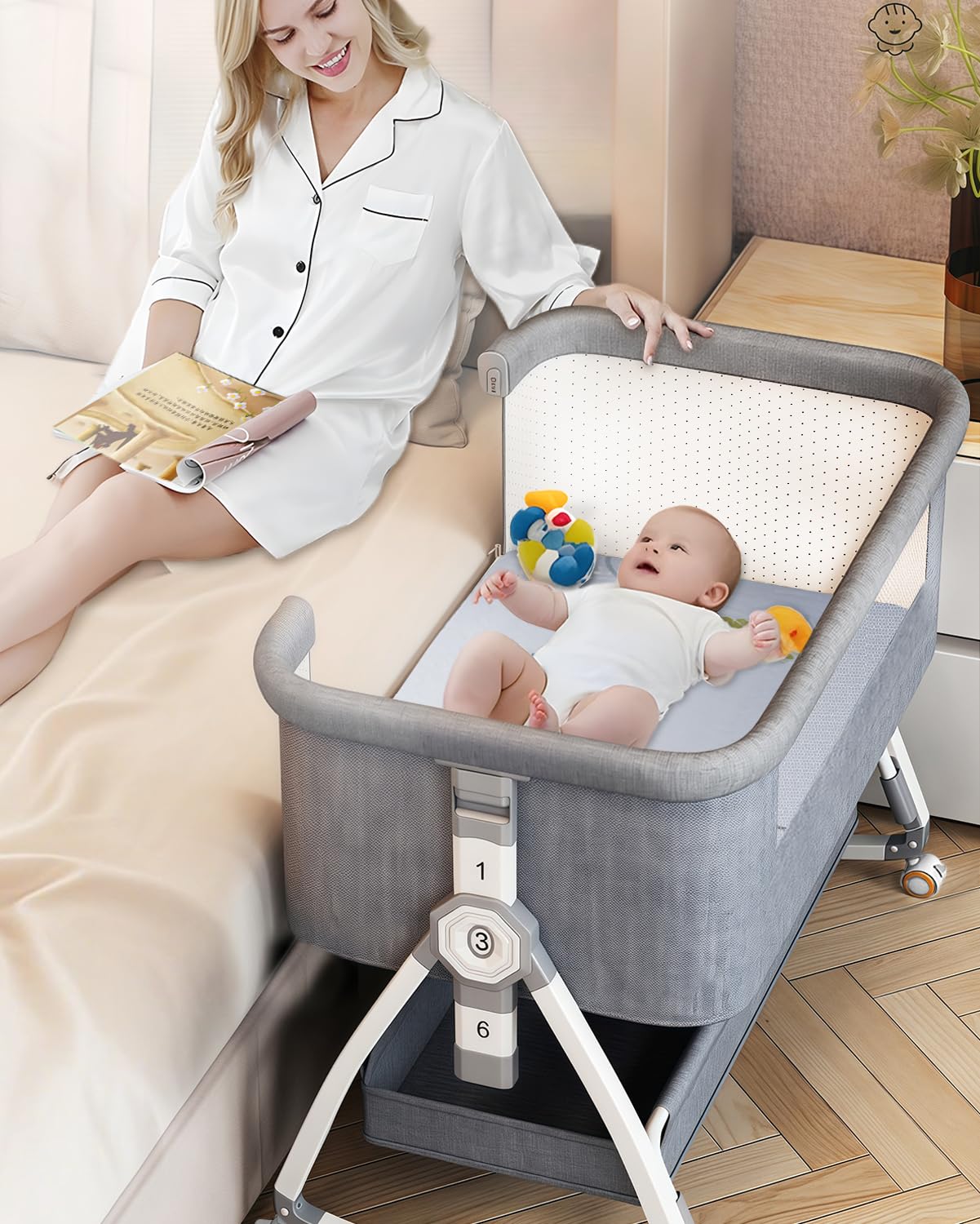 Cribs 4 in 1 Convertible, Easy Folding Baby Crib Mattresses for Newborn