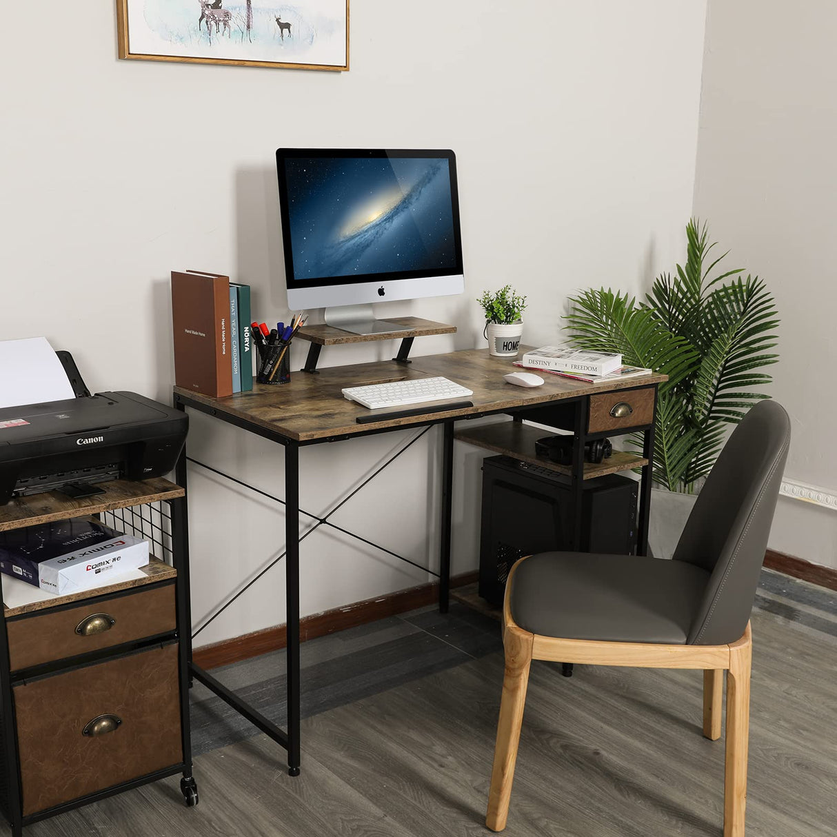 X-cosrack Computer Desk with Storage Shelves Drawer, 43” Home Office Desk