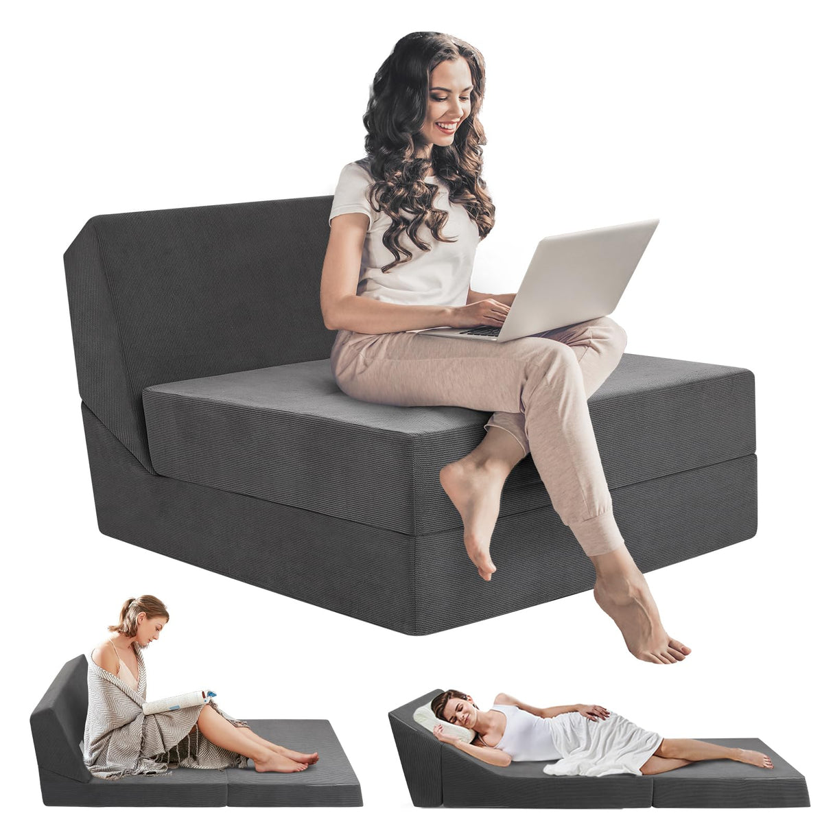 Folding Sofa Bed 3 in 1 Convertible Futon Sofa Bed Foldable Couch Foam Floor Couch