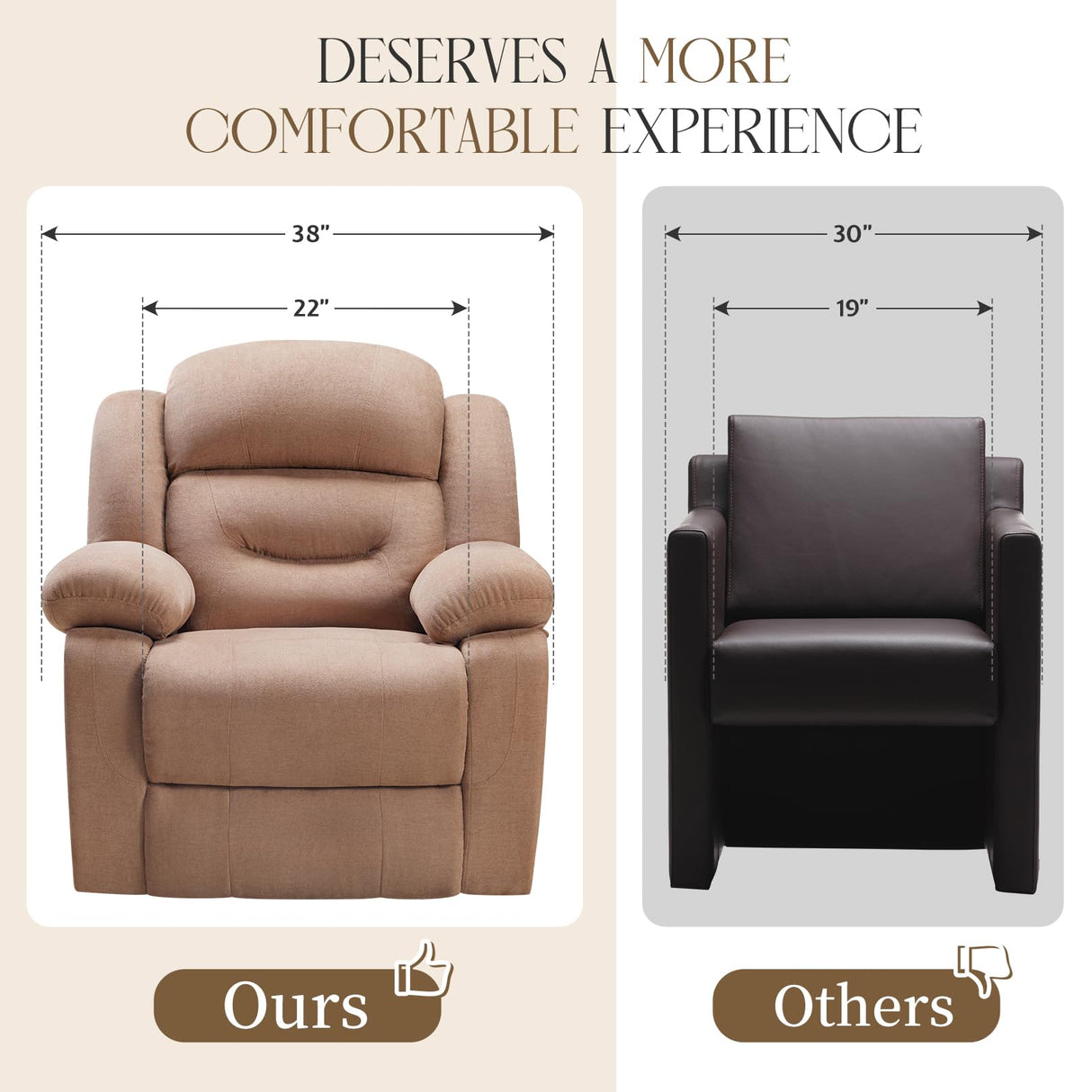 Rocking Recliner Chair with Massage, Overstuffed Recliner Chair Rocking