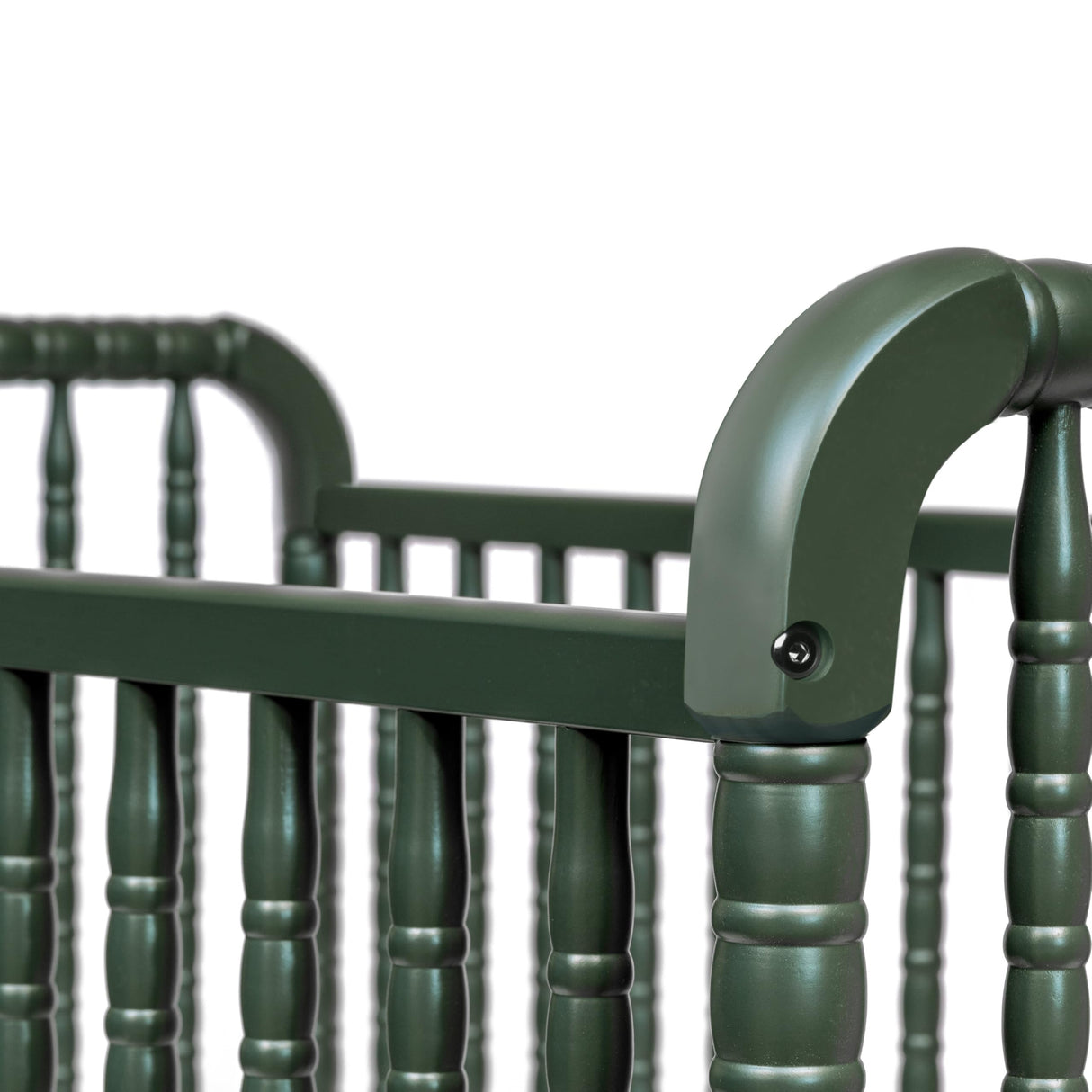 Lind 3-in-1 Convertible Crib in Forest Green, Removable Wheels, Greenguard Gold