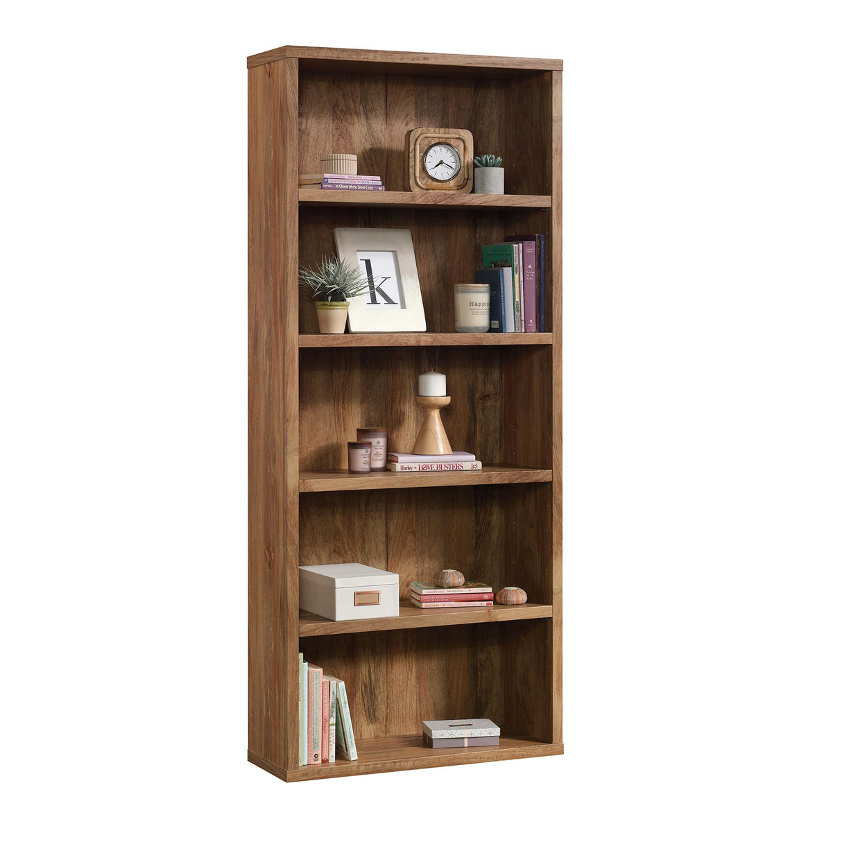 Sauder Miscellaneous Storage 5-Shelf Wood Bookcase, Sindoori Mango Finish